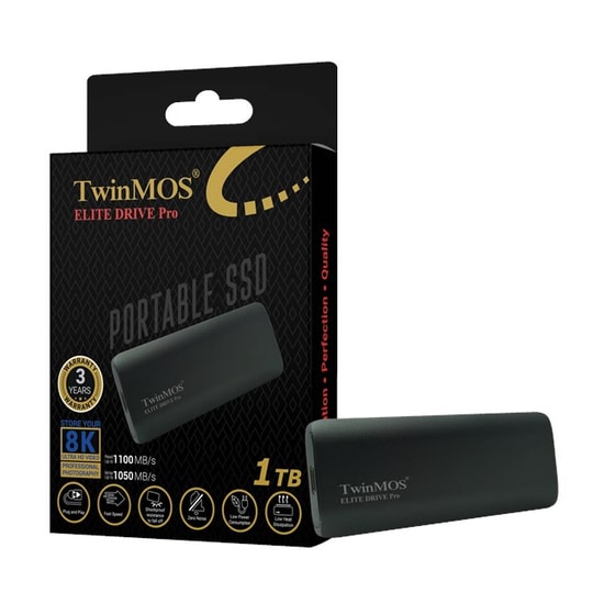 TwinMOS EliteDrivePro 1TB Koyu Gri Taşınabilir SSD (PSSD1TBEDP) - 1100/1050MB/s Veri Hızı, USB Type-C 3.2, Yüksek Hızlı