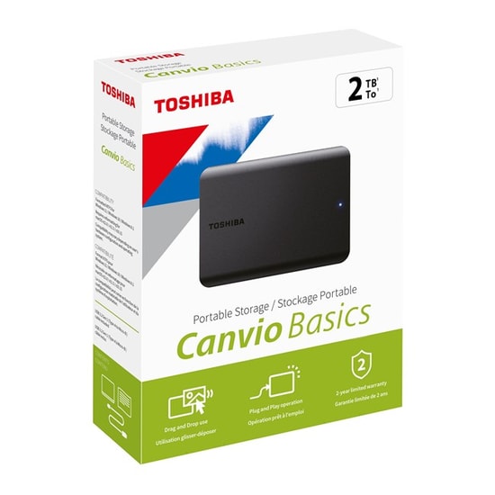 Toshiba Canvio Basics 2TB USB 3.2 Gen1 Taşınabilir Disk (HDTB520EK3AA) - 5400 RPM, USB Micro-B Bağlantı, 2.5" Siyah HDD