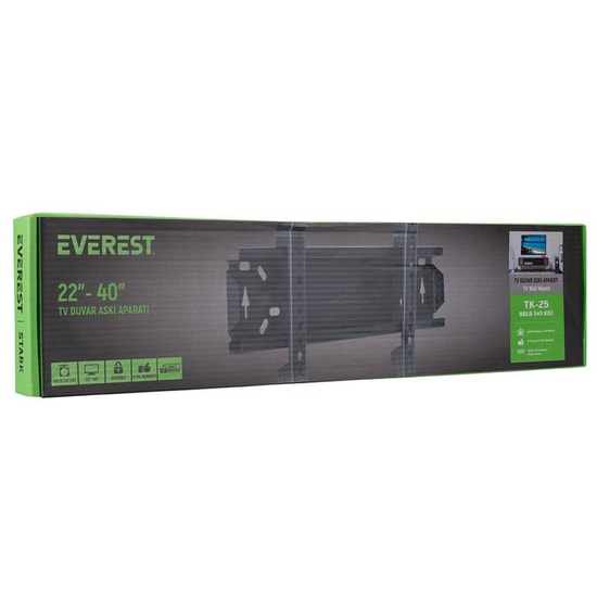 Everest TK-25 Stark 12-40" LCD LED TV Askı Aparatı - Sabit, Duvar Montaj, 50kg Taşıma Kapasiteli, VESA Uyumlu