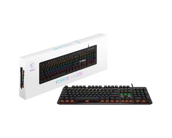 MSI Forge GK300 Red TR Kablolu Mekanik Gaming Klavye - Kırmızı Switch, RGB Aydınlatma, Türkçe Q Düzen, RGB Aydınlatma