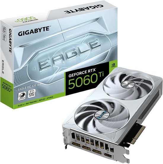 GIGABYTE RTX 5060 Ti Eagle OC ICE 16GB GDDR7 Ekran Kartı (GVN506TEAGOCICE16G) - 128 Bit, DP/HDMI, DLSS 4