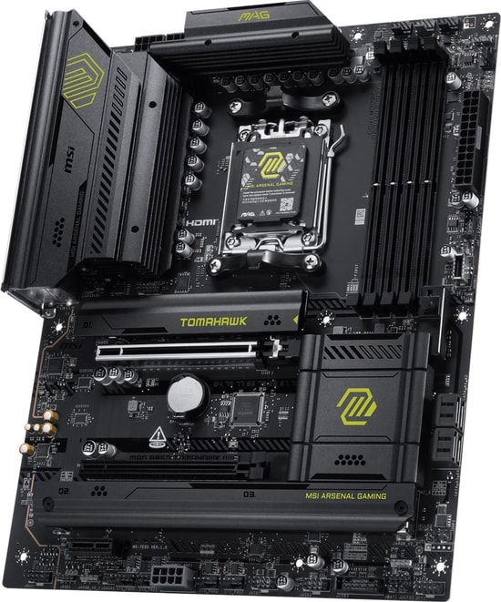 MSI MAG B850 Tomahawk WiFi Anakart - AM5, DDR5 8200MHz(OC), 3xM.2, USB 20Gbps, Wi-Fi 7, 5G LAN, HDMI, ATX