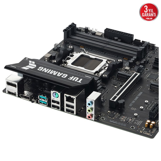 Asus TUF Gaming A620AM-PLUS Anakart - AM5, DDR5 7600MHz, 2xM.2, HDMI, DP, USB 3.2, 2.5G LAN, mATX - 90MB1N30-M0EAY0