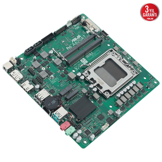 Asus PRO A620AT-CSM Anakart - AMD A620, AM5, DDR5 6400MHz, M.2, PCIe G4x4, LVDS, USB 3.2, Thin Mini ITX, 90MB1L5M-M0EAYC