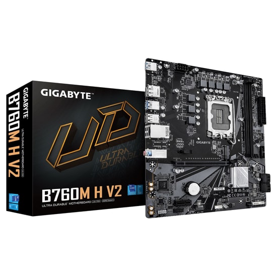 Gigabyte B760M-H V2 DDR5 Anakart: LGA1700, Çift M.2, HDMI, mATX, Intel 12/13.Nesil, 64GB DDR4 3200MHz, PCIe 4.0, GbE LAN