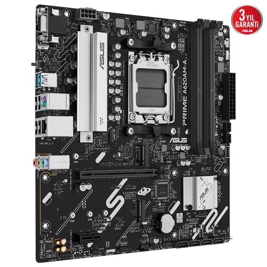 ASUS PRIME A620AM-A-CSM Anakart - AMD AM5, DDR5 7600MHz, RGB, VGA, HDMI, DP, PCIe 4.0, 2xM.2, MicroATX (90MB1MY0-M0EAYC)