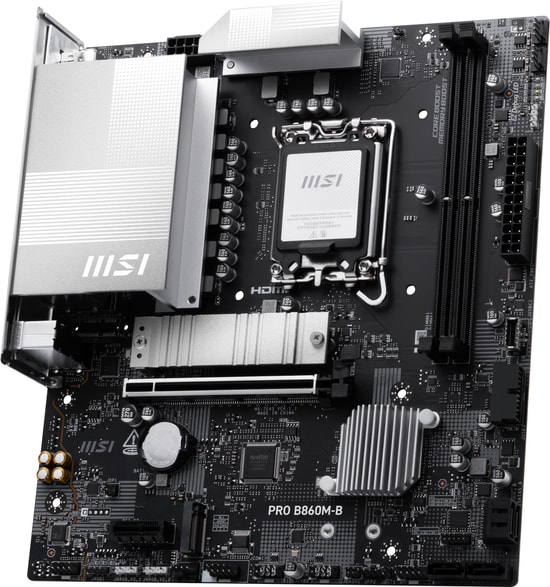 MSI PRO B860M-B Anakart: LGA1851, DDR5 9066MHz(OC), PCIe Gen.5x4, 2xM.2, Type C, HDMI 2.1, DisplayPort 1.4, 5G LAN, mATX