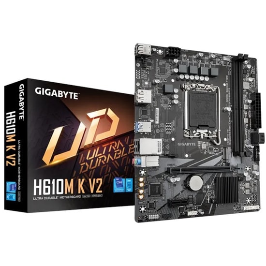 Gigabyte H610M-K-V2 Anakart: LGA1700, DDR5 5600MHz, M.2, PCIe Gen.3x4, HDMI 2.1, DP 1.2, USB 3.2, 1Gbit LAN, MicroATX