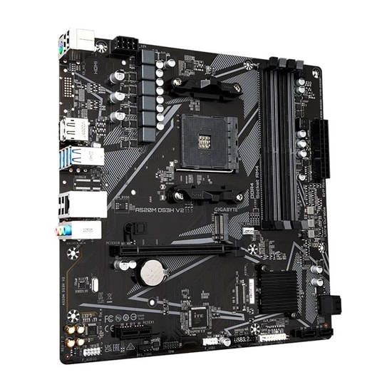 Gigabyte A520M-DS3H-V2 Anakart: AM4, DDR4 4733MHz OC, M.2, USB 3.2, Realtek Ses, HDMI 2.1, DP 1.4, 1Gbit LAN, Micro-ATX