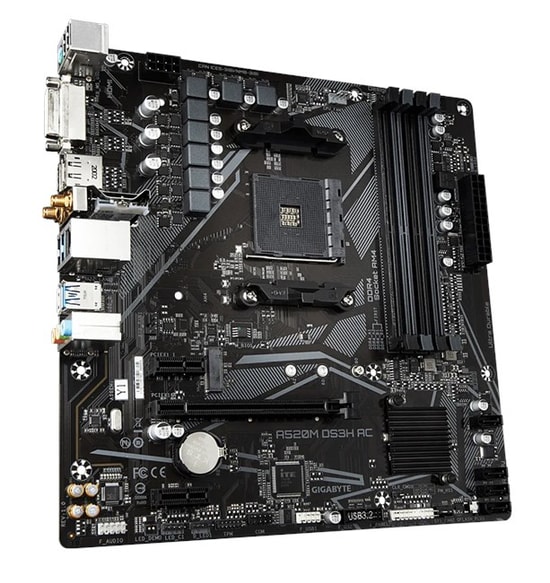 Gigabyte A520M-DS3H-AC Anakart: AM4, 4733MHz OC DDR4, M.2, HDMI, DP, WiFi, Realtek Ses, BT 4.2, USB 3.2, MicroATX