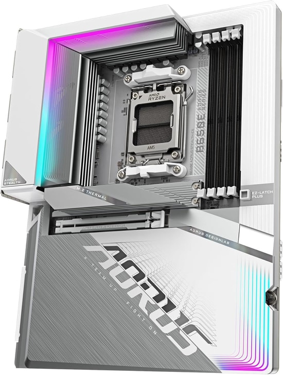 Gigabyte B650E Aorus Stealth Ice Anakart - AM5, DDR5 8000MHz OC, PCIe 5.0, 3xM.2, PCIe Gen.5, USB4 40 Gbps, WiFi 7, ATX