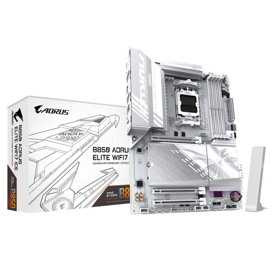 Gigabyte B850 Aorus Elite WIFI 7 Ice Anakart - AM5, DDR5 8200MHz, RGB Led, Type-C 10Gbps, 3xM.2, PCIe Gen 5, BT 5.4, ATX