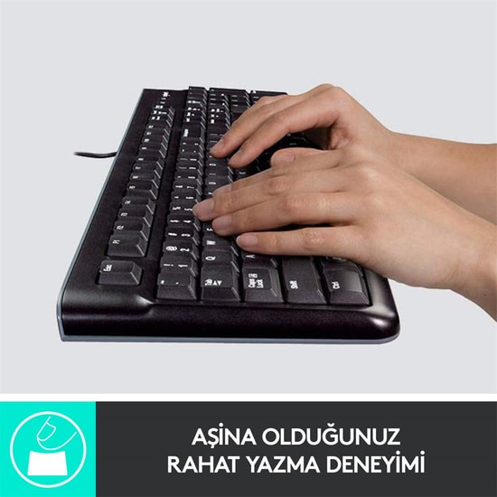 Logitech K120 Kablolu Q TR Standart USB Klavye (920-002505) - Sıvı Dökülmesine Dayanıklı, Sessiz Tuşlar
