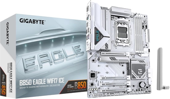 Gigabyte B850-EAGLEWF7ICE Eagle WIFI 7 ICE AM5 DDR5 8200MHz(OC) ATX Anakart - 3xM.2, PCIe Gen.5, HDMI, DP 1.4, 2.5G LAN