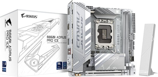 Gigabyte B860I AORUS PRO ICE Mini-ITX Anakart - LGA 1851, DDR5 5600MHz, WiFi 7, USB4, HDMI 2.1, DP, 2.5G LAN