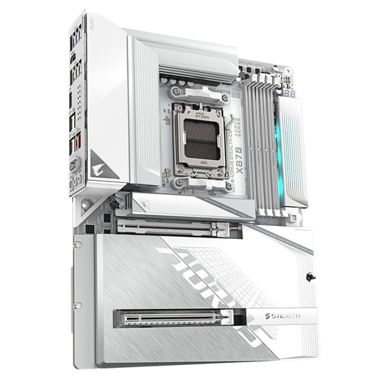 Gigabyte X870 AORUS Stealth Ice Anakart - AMD AM5, DDR5 8200MHz, PCIe 5.0, 4xM.2, USB4 40Gbps, WiFi 7, 5GbE LAN, ATX