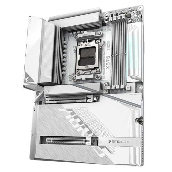 Gigabyte X870 AORUS Stealth Ice Anakart - AMD AM5, DDR5 8200MHz, PCIe 5.0, 4xM.2, USB4 40Gbps, WiFi 7, 5GbE LAN, ATX