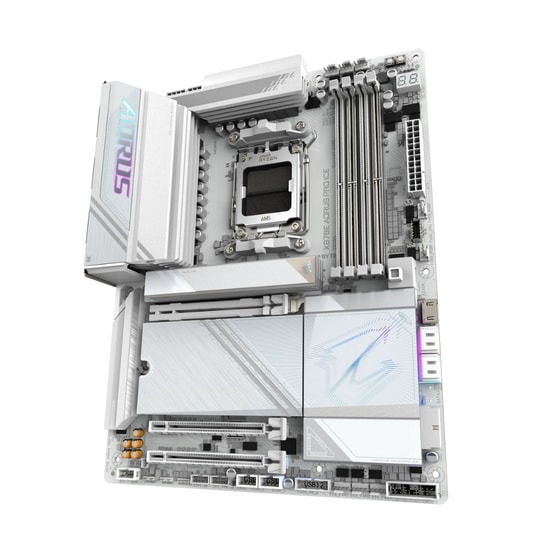 Gigabyte X870E Aorus Pro Ice Anakart - AMD AM5, DDR5 8200MHz OC, 4xM.2, USB4, WiFi 7, BT 5.3, 2.5GbE LAN, ATX