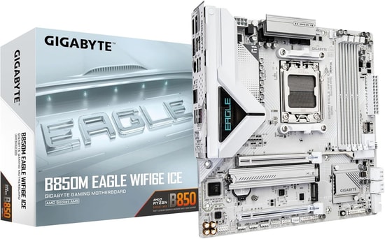 GIGABYTE B850M EAGLE WIFI6E ICE Anakart: AM5, DDR5 8200MHz OC, 2xM.2, HDMI 2.1, DP 1.4, WiFi 6E, USB 10 Gbps, MicroATX