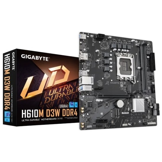 Gigabyte H610M D3W LGA1700 DDR4 Anakart: 3200MHz, LGA1700, M.2, HDMI 2.1, DisplayPort 1.2, Type C, 1G LAN, MicroATX