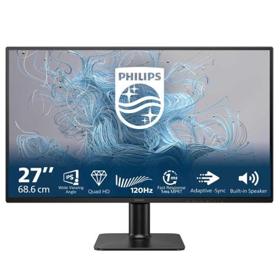 Philips 27E2N2500/00 27" IPS 2K QHD 2560x1440 120Hz 1ms Monitör - 300cd, HDR 10, DP, HDMI, Vesa, Siyah, Adaptive Sync