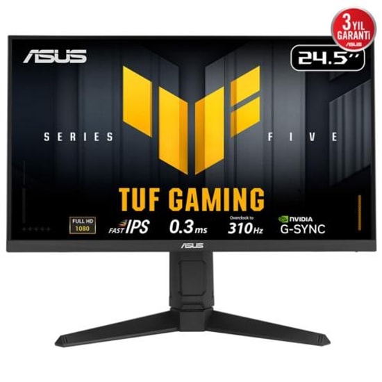 Asus TUF Gaming VG259QMRL5A 24.5" 310Hz 0.3ms FHD IPS Pivot Oyuncu Monitör - 400nit, HDMI, DisplayHDR 400, 4W Hoparlör