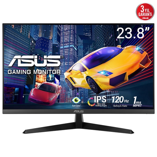 Asus VY249HGR 23.8" FHD 120Hz 1ms IPS Adaptive Sync Eye Care Oyuncu Monitör - 250cd, HDMI, VGA, Vesa, Asus GamePlus