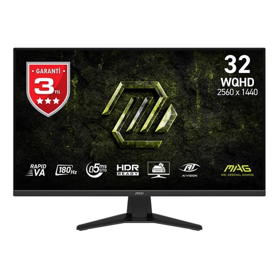 MSI MAG 325QF E18V 31.5" WQHD 180Hz 0.5ms Adaptive Sync Oyuncu Monitörü - Hızlı VA Panel, 2560x1440, Flat Ekran