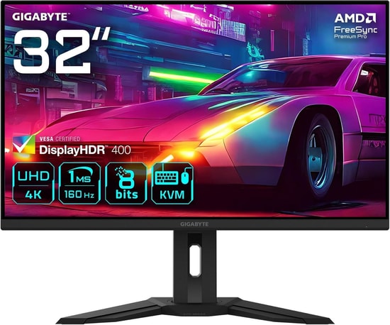 GIGABYTE M32UP 32" 4K UHD (3840x2160) 160Hz 1ms Oyuncu Monitörü - %94 DCI-P3, HDMI 2.1, DisplayPort, FreeSync