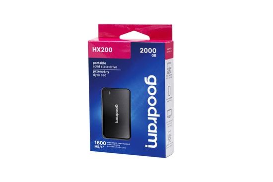 Goodram HX200 2TB USB 3.2 Type C Harici SSD (SSDPR-HX200-2K0) - 1600/1500MB/s Veri Hızı, Kompakt Yapı, Siyah, Metal Kasa