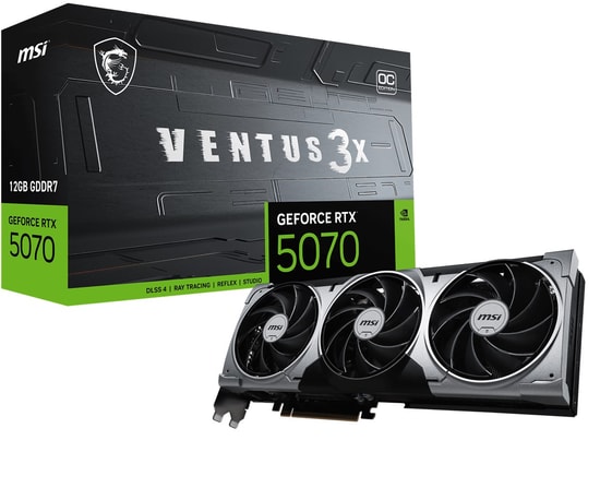 MSI GeForce RTX 5070 Ventus 3X OC 12GB GDDR7 Ekran Kartı - 192Bit, 2557MHz, DX12, PCIe 5.0, 3xDP 2.1b, HDMI, Ray Tracing