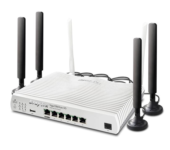 DrayTek Vigor2865Lax 5G Dual SIM 5G/LTE Modem VPN Router - AX3000 Wi-Fi 6, 5 Port Gigabit, 5+1 Gbit LAN, USB, 2xAnten