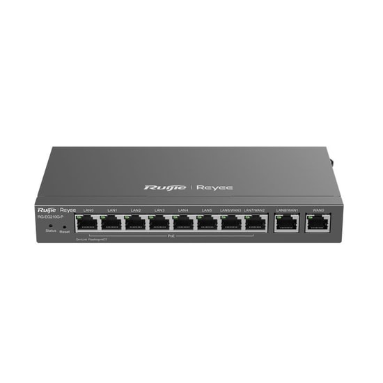 Ruijie Reyee RG-EG210G-P V3 Cloud Yönetilebilir Gigabit PoE Router - 10 Port, 600Mbps, 70W PoE, Çoklu WAN Desteği