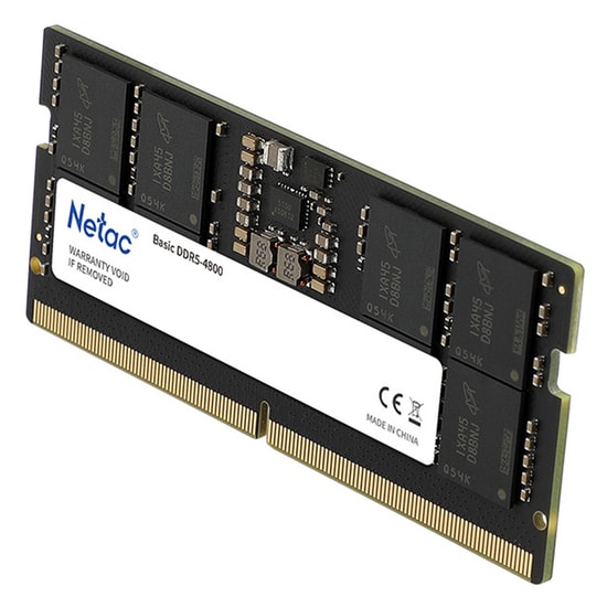 Netac Basics 16GB 4800MHz DDR5 CL40 SODIMM RAM (NTBSD5N48SP-16C40) - 1.1 Volt, Yüksek Performanslı Laptop Belleği
