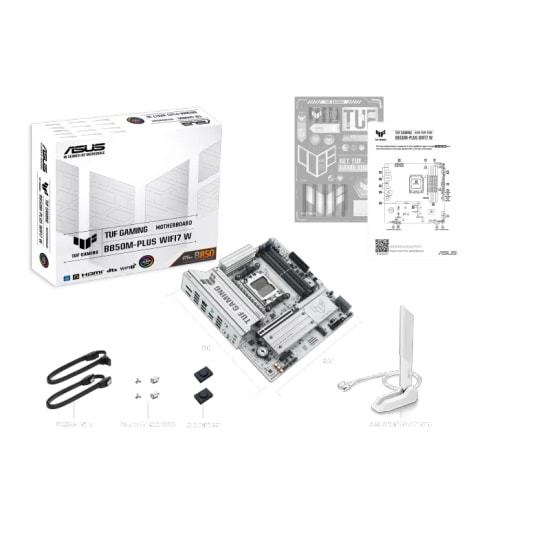Asus TUF GAMING B850M-PLUS WIFI7 W Beyaz Anakart: AM5, DDR5 8000MHz(OC), 3xM.2, WiFi 7, 2.5G LAN, mATX (90MB1MD0-M0EAY0)