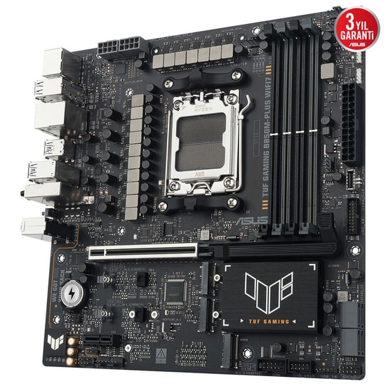 Asus TUF GAMING B850M-PLUS WIFI7 AM5 DDR5 mATX Anakart (90MB1MU0-M0EAY0) - Wi-Fi 7, 2.5G LAN, USB 20Gbps, PCIe 5.0