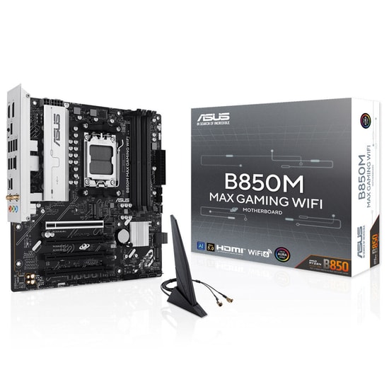 ASUS B850M MAX GAMING WIFI Anakart (90MB1LL0-M0EAY0) - AM5, DDR5 8000MHz (OC), 3xM.2, DP, HDMI, USB 3.2, WiFi 6, mATX