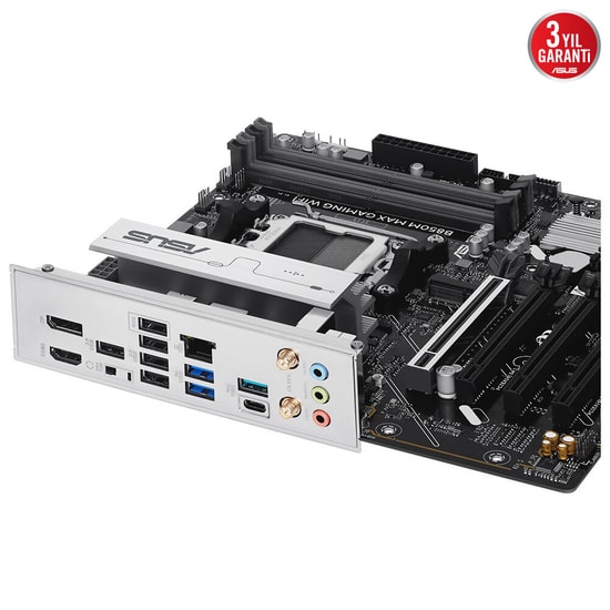 ASUS B850M MAX GAMING WIFI Anakart (90MB1LL0-M0EAY0) - AM5, DDR5 8000MHz (OC), 3xM.2, DP, HDMI, USB 3.2, WiFi 6, mATX
