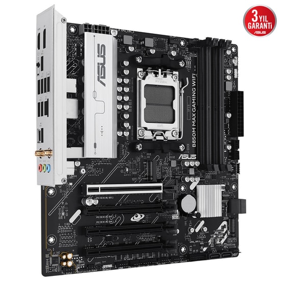 ASUS B850M MAX GAMING WIFI Anakart (90MB1LL0-M0EAY0) - AM5, DDR5 8000MHz (OC), 3xM.2, DP, HDMI, USB 3.2, WiFi 6, mATX