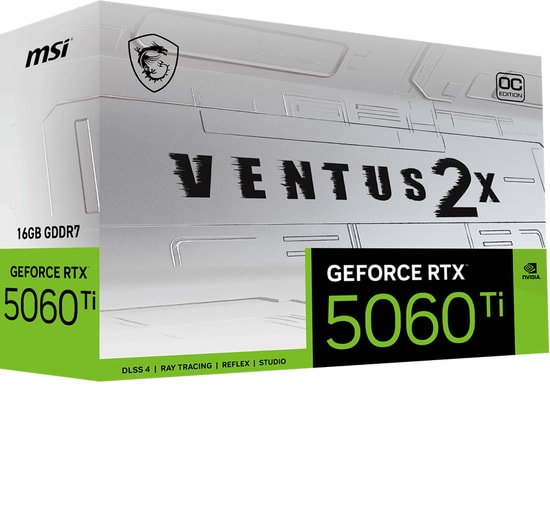MSI GeForce RTX 5060 Ti Ventus 2X OC White PLUS 16GB GDDR7 Ekran Kartı - 128Bit, DX12, HDMI 2.1, 3xDisplayPort 1.4a