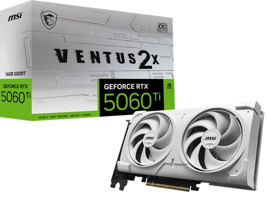 MSI GeForce RTX 5060 Ti Ventus 2X OC White PLUS 16GB GDDR7 Ekran Kartı - 128Bit, DX12, HDMI 2.1, 3xDisplayPort 1.4a