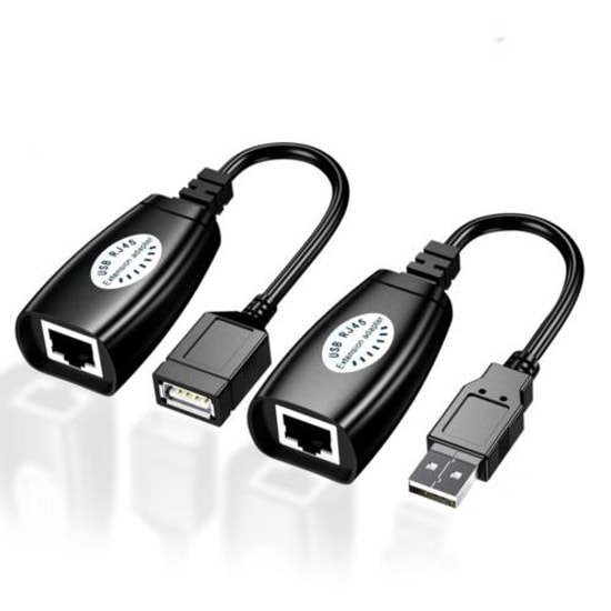 Qport Q-UX2 USB 2.0 Extender Ethernet Dönüştürücü - Cat6 Uyumlu, 2'li Paket USB Uzatıcı Seti, Tak Çalıştır, 60 Metre
