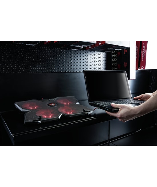 Trust GXT 278 4 Fanlı 17.3" Notebook Soğutucu Standı (TRU20817) - LED Aydınlatma, Ayarlanabilir Hız, Sleeve Rulmanlı