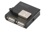Digitus DA-70217 USB 2.0 Siyah Çoklayıcı - 4 Port Siyah Plastik Hub, Kısa Kablolu, 480Mbps Veri Aktarımı