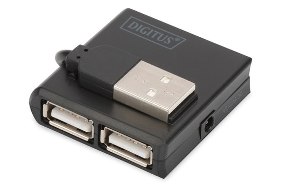 Digitus DA-70217 USB 2.0 Siyah Çoklayıcı - 4 Port Siyah Plastik Hub, Kısa Kablolu, 480Mbps Veri Aktarımı