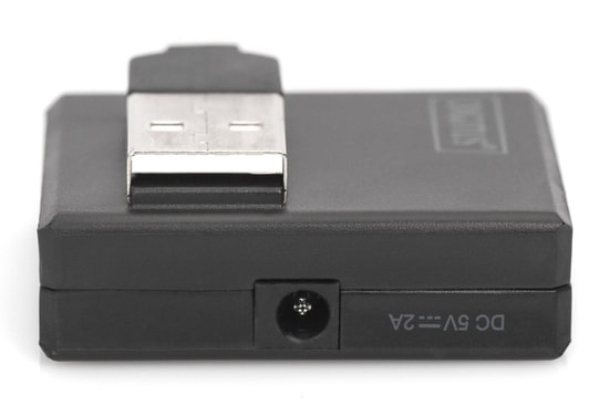 Digitus DA-70217 USB 2.0 Siyah Çoklayıcı - 4 Port Siyah Plastik Hub, Kısa Kablolu, 480Mbps Veri Aktarımı