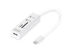 Digitus DA-70243 Type-C Kart Okuyucu - 3x USB 2.0 Port Çoklayıcı, 15cm Kablo, Taşınabilir Kompakt Tasarım