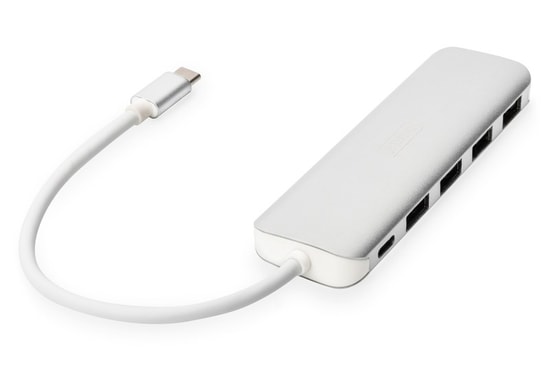 Digitus Type-C - 4 Port USB 3.0 Hub (DA-70242-1) Alüminyum Kasa, 5Gbps Hız, USB-C PD Şarj, Tak & Çalıştır, Mac/Windows