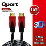 Qport Q-HDMI15 15m HDMI 1.4 Kablo - 4K & 3D Destekli, Altın Uçlu, Parazit Önleyici HDMI Kablo
