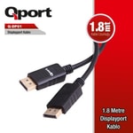Qport Q-DP01 1.8 Metre DisplayPort Kablo - 1.2V, Full HD, Tüm Ekran Kartları ile Uyumlu, Yüksek Kalite DP Kablo
